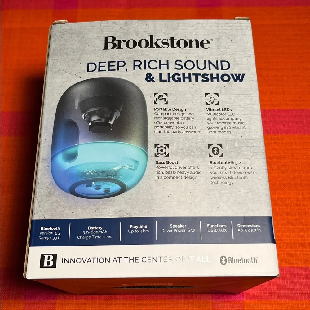Brookstone Black and White Wireless LED Speaker - Picture 4 of 5